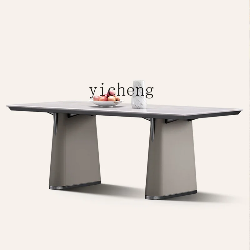cz-3 Oriental Marble Dining Table Large Flat Solid Wood Dining Room Furniture Black Walnut Square Dining Table
