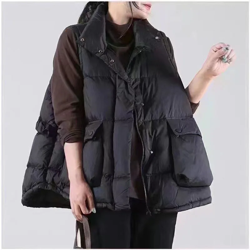 

New Winter Vest Women Down Cotton Waistcoats Ladies Winter Warm Sleeveless Jacket Female Fashion Zipper loose Coat Chaleco Mujer