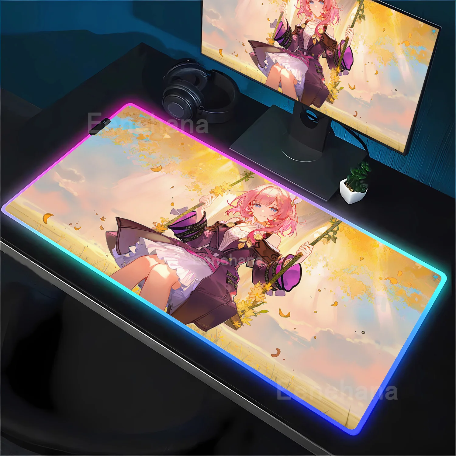 

RGB Desk Mat HD Print Honkai Star Rail Cyrene sexy girl Computer Mouse Pad Office Accessories Keyboard HD Gaming Large Mausepad