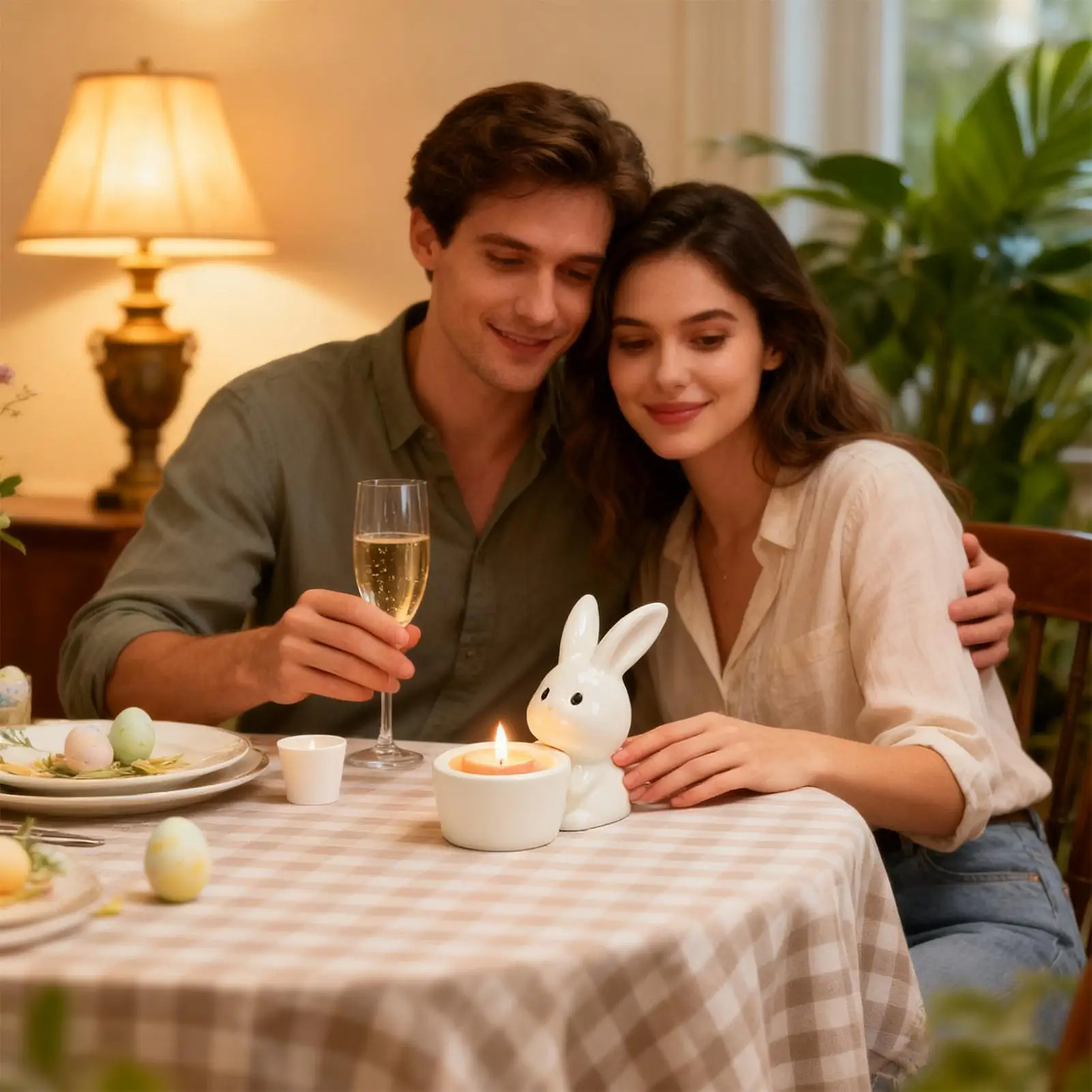 Bunny Candle Holder White Cute Easter Egg Stand Decor Easter Candle Holder Bunny Decor For Banquet Gathering Party Shelf Desk