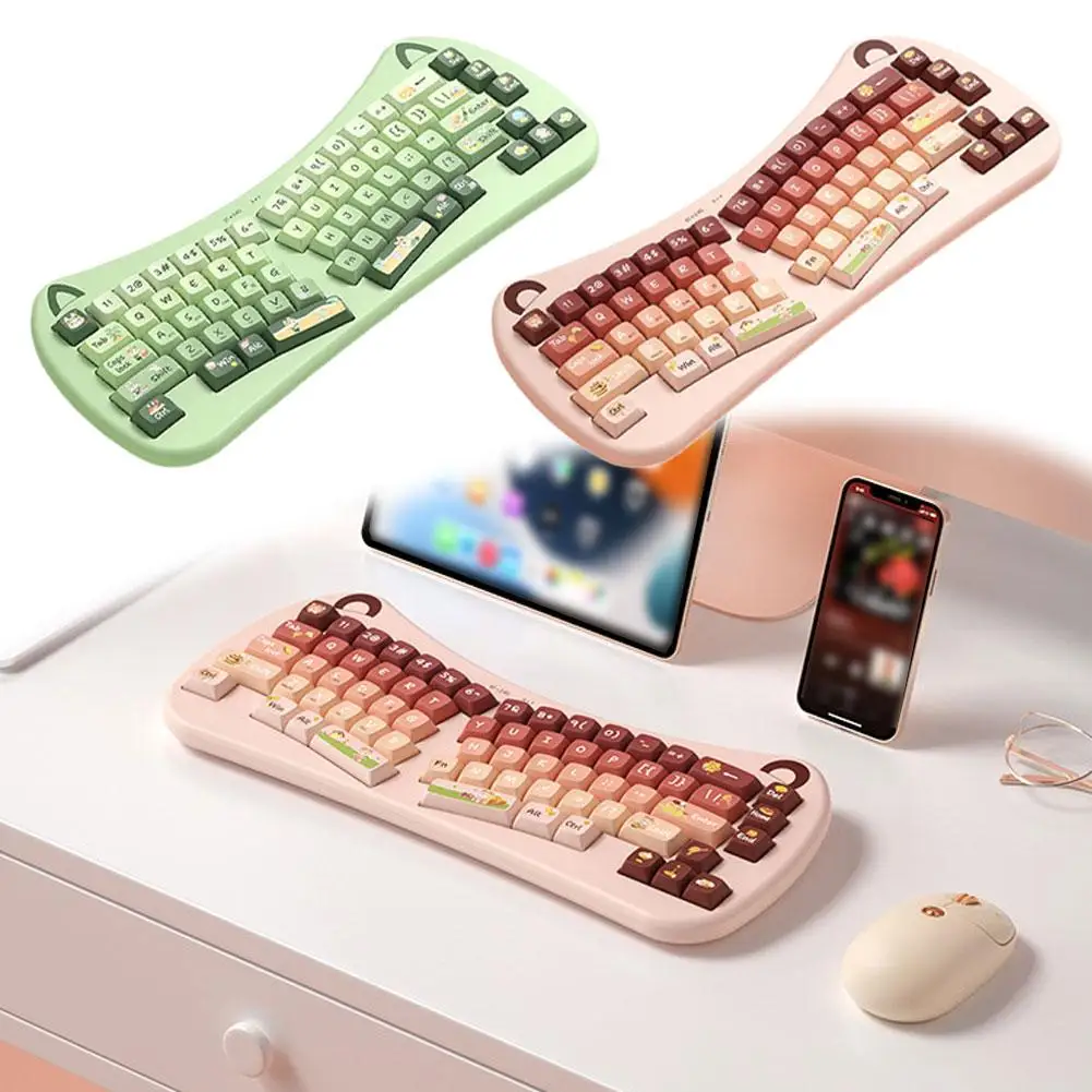 

For BOW Split Keyboard Tri-mode Ergonomic Bluetooth5.0+2.4G Multi Split Keycap Hot Cat Keyboard Keyboard Device Cute Swap O7O1