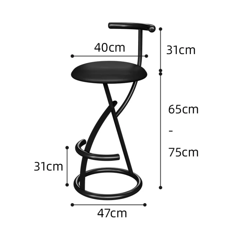 Nordic Modern Bar Stool with Backrest Minimalist Kitchen Stool Industrial Metal High Chair for Home Bar Cafe Designer Iron Stool