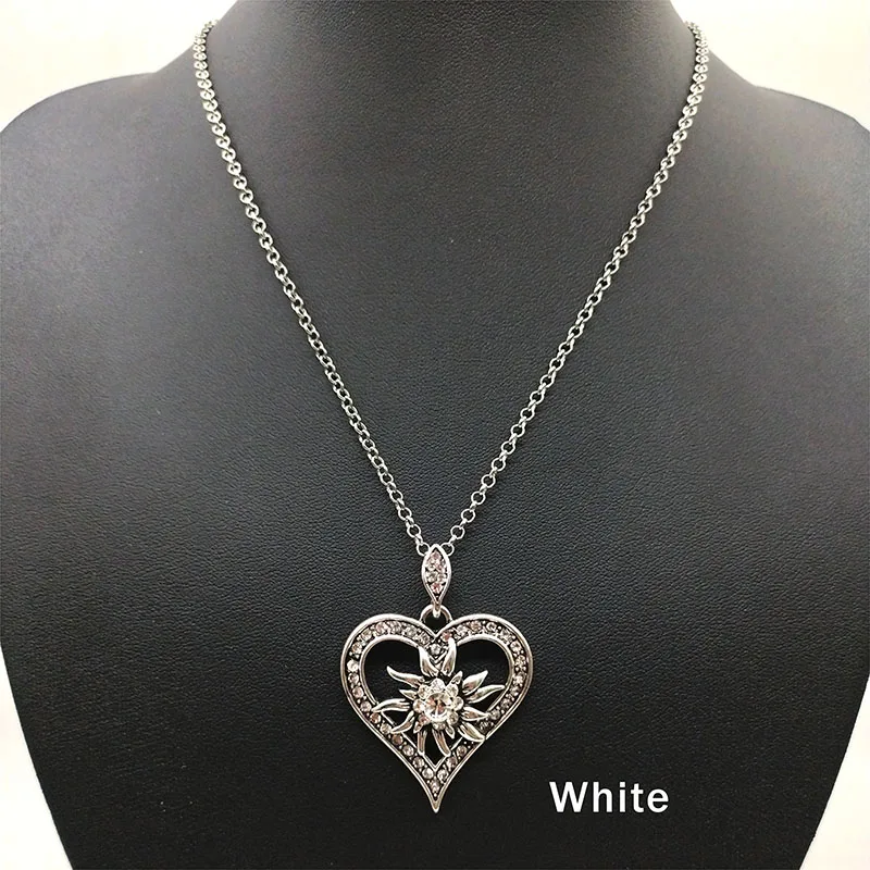 Newly Design Fashion Heart Pendant Crystal Edelweiss Necklace for Women  Exquisite Gift Wholesale Dropshipping