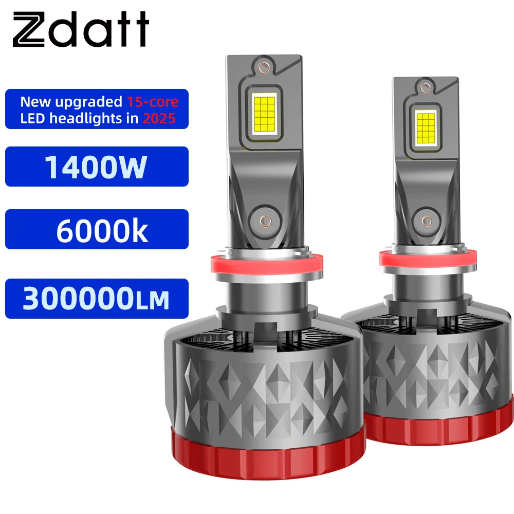 

1400W H7 led лампы H1 H4 H11 фонарь налобный Canbus 300000LM 2 медные трубки Светодиодные фонари для автомобильной лампы H8 H9 9005 9006