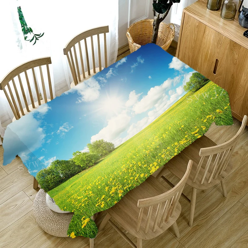 3D Lavender Hot Air Balloon Tablecloth Kitchen Anti-Rectangular Dining Table Tablecloth Party Wedding Decoration Accessories