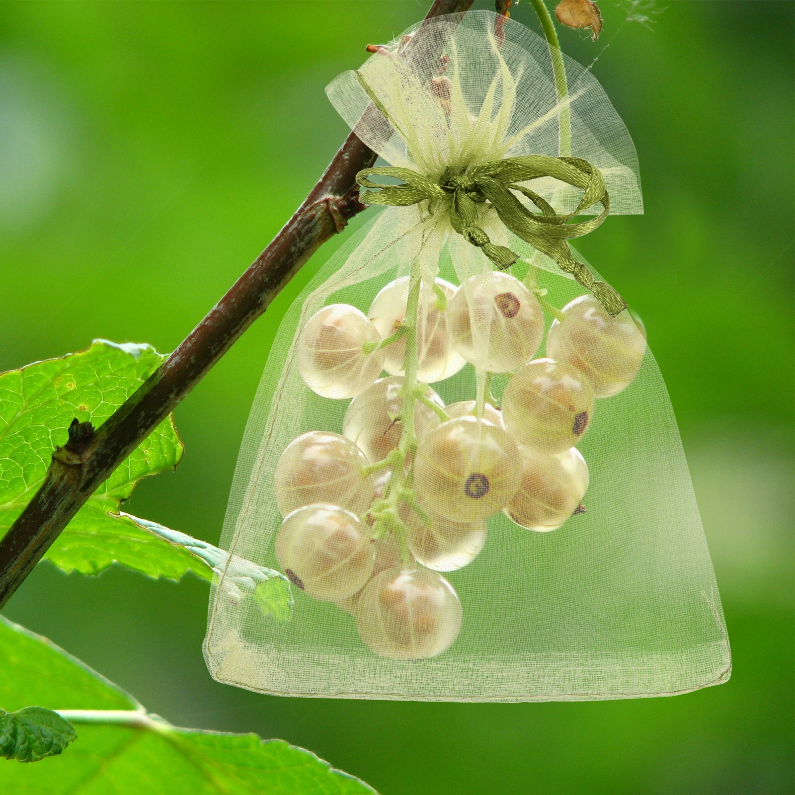 

50 Pcs Fruit Protection Bag Garden Small Mesh Drawstring Net Organza Fabric Anti Insect Pouch Plant Cage Gardening Farming Gifts