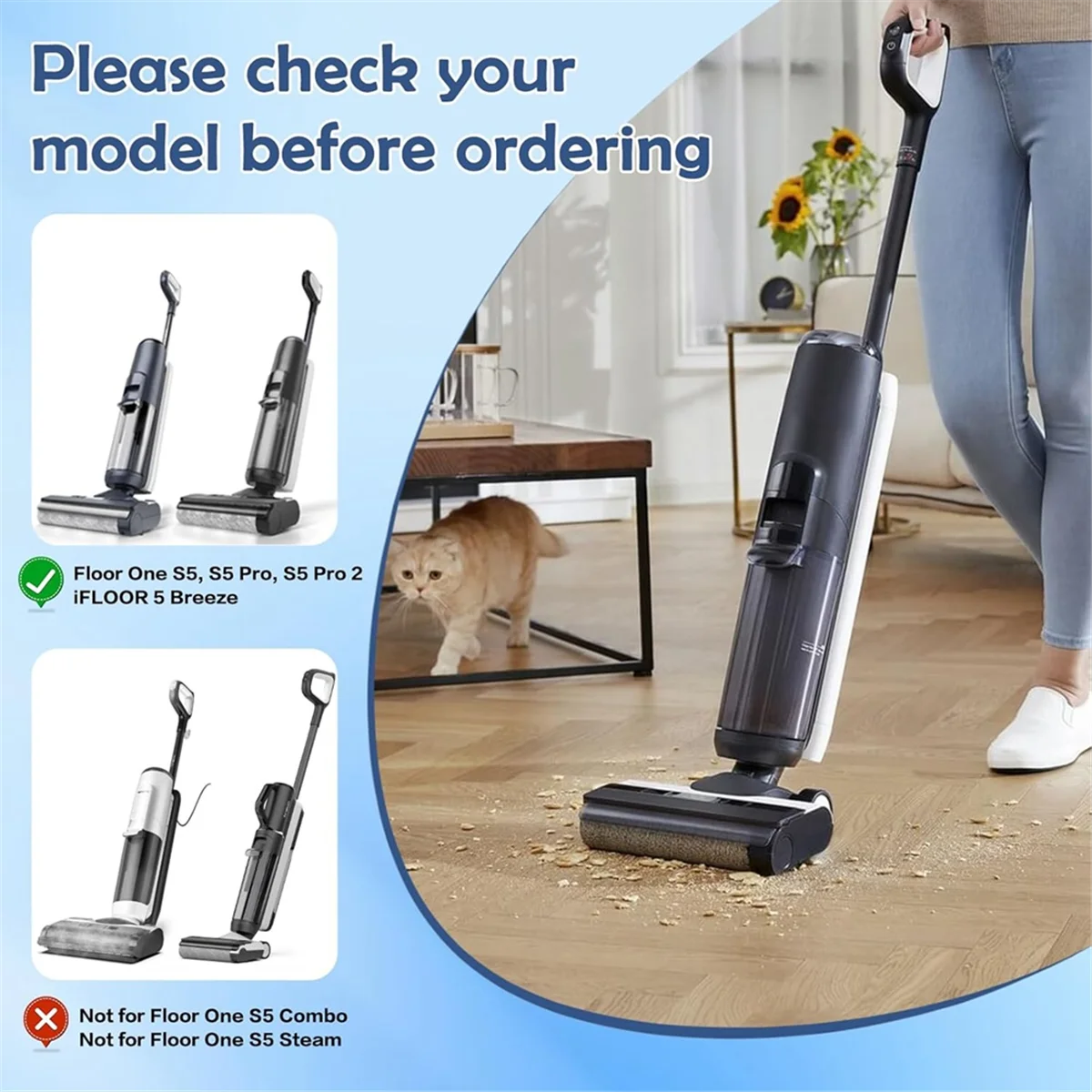 FZFZ HEPA 필터 및 브러시 롤러 세트 (Floor ONE S5 & S5 PRO & S5 PRO 2 & IFLOOR 5 무선 습식 건식 진공 청소기 용)