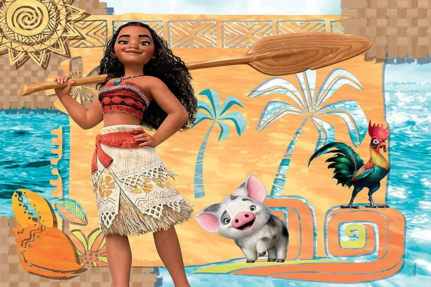 خلفية التصوير الفوتوغرافي ديزني موانا ماوي الطفل استوديو خلفية شجرة النخيل البحر صور خلفية مخصصة الكرتون فوتوزون