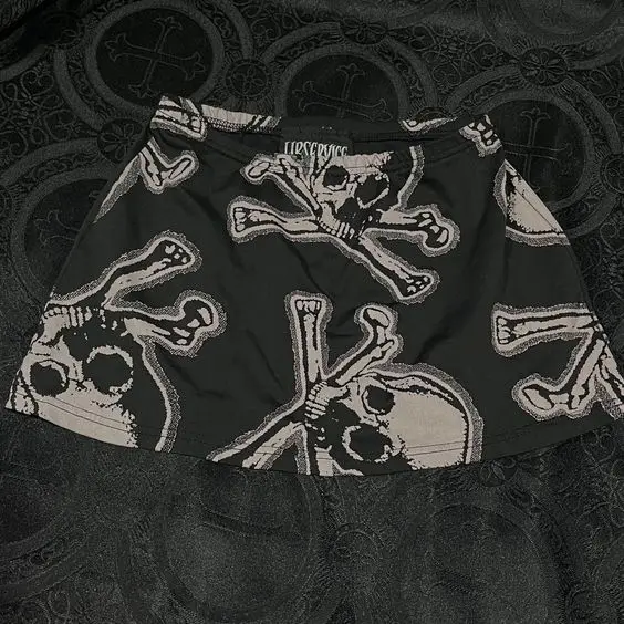 Skulls Mini Skirt Sweet Y2k Short Skirt Grunge Gothic Midi skirt Hip Hop emo Girl Bottom Punk Streetwear Women Aesthetic Skirts