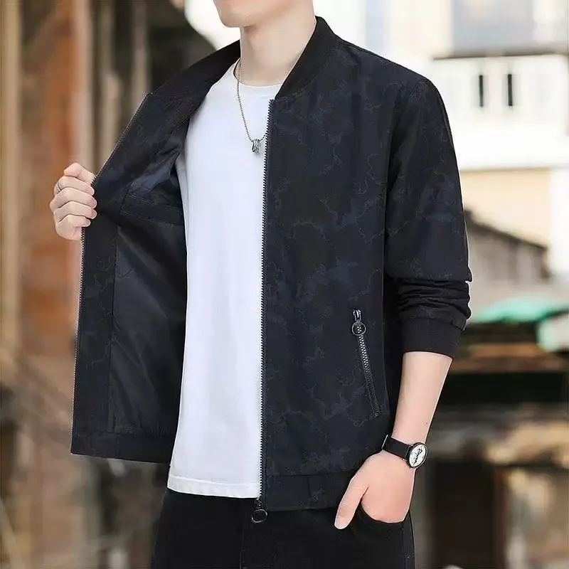 

Slim Fit Men's Baseball Collar Jaet Casual Sle Windproof Camouflage Outerwear Spring Autumn Seasonal Youth Faion