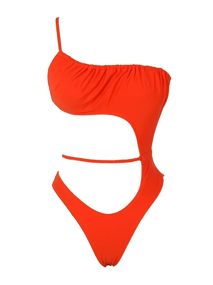 

2025 красный цельный купальник женский купальник однотонное монокини с открытой спиной боди 2024 купальный костюм сексуальные цельные костюмы
