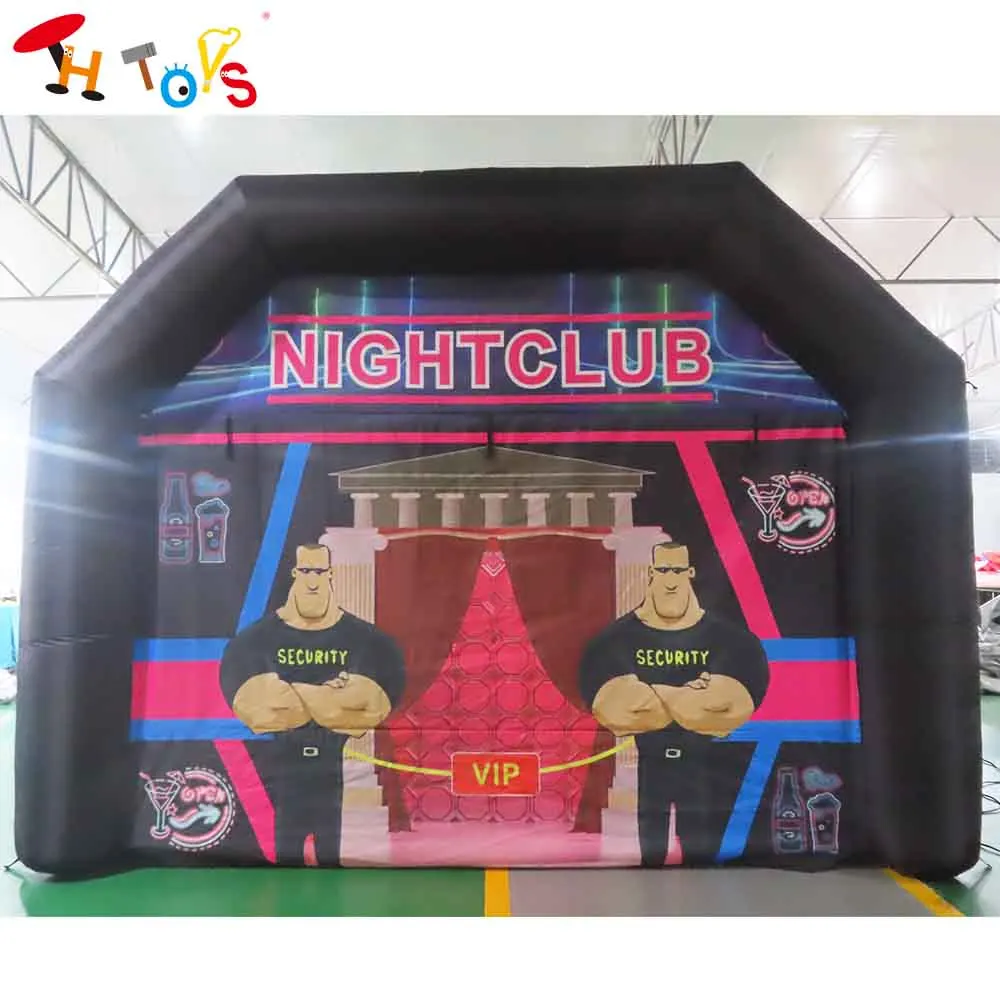 6x4m Black Inflatable Disco Tent Outdoor Activities Inflatable Nightclub Tent for Party Events with Blower
