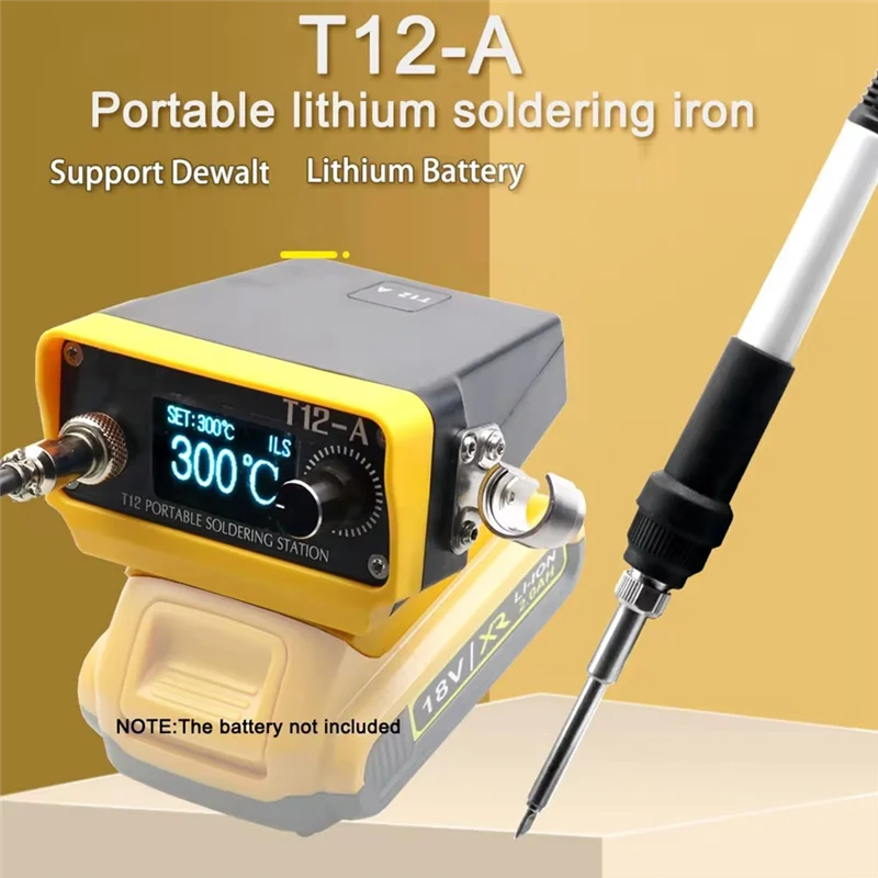 

【Hot Selling】T12-A Cordless Soldering Station 72W T12 Solder Iron For Dewalt 18/20V Li- Battery For DIY Repair Electric Solde