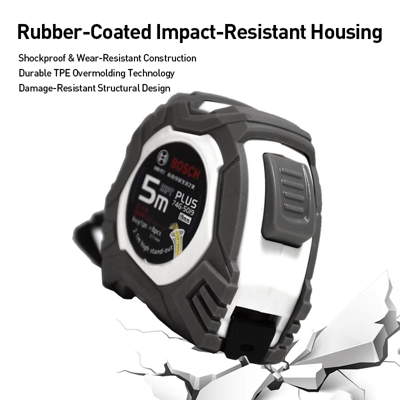Bosch Tape Measure Retractable Soft Ruler Stainless Steel DIY Work Measuring Tools Portable Steel Tape Measure 5M view 4