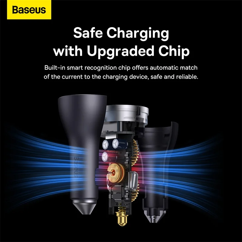 Baseus 65W USB Type C Car Charger Quick Charge QC 4.0 PD 3.0 Fast Charge Charger in Car For iPhone 13 Pro Xiaomi Samsung Huawei