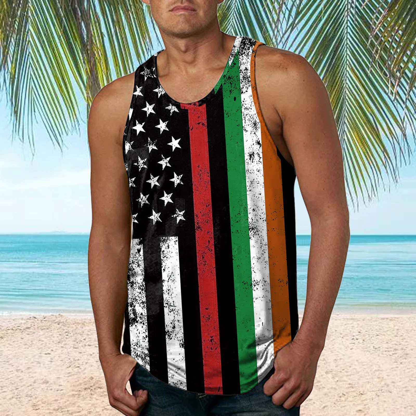 Fashion American Flag Tank Top Summer Men\'s 3d Print Sleeveless Vest Hip Hop Men Casual Streetwear Vest Independence Day Tanks