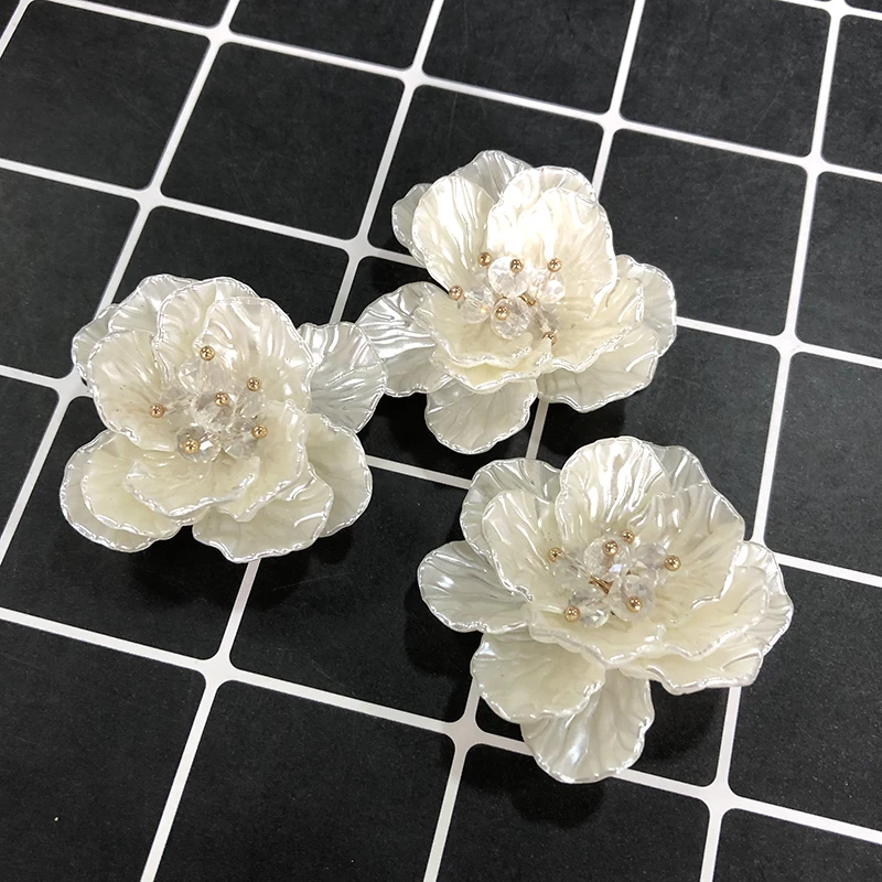 6pcs Handmade 3D Crystal Wrist Flower Base Accessory DIY Multilayer Flowers Sewing Bridesmaid Wedding Jewelry Accessories