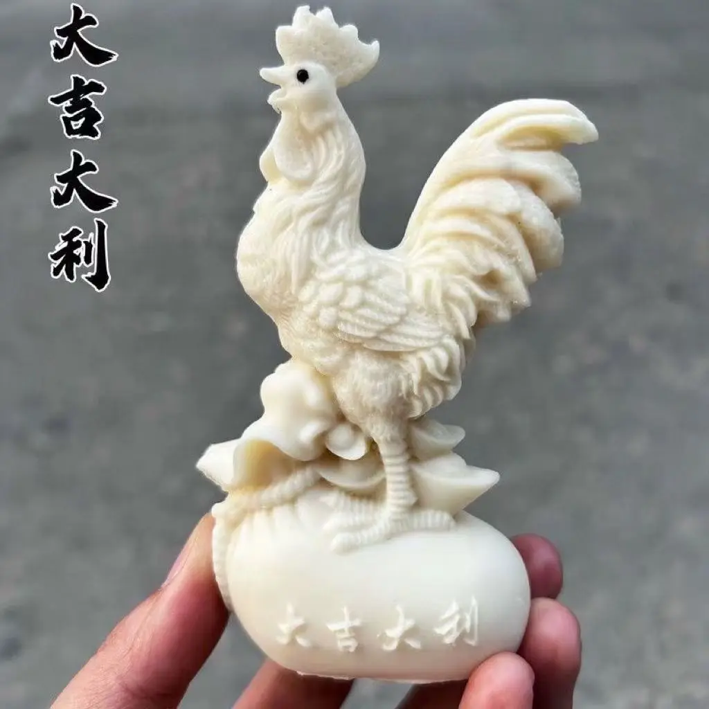 Ivory Nut Carved Rooster Figurine Home Office Decor Craft Statue Gift Fish Tank Ornament Zen Tabletop Decoration