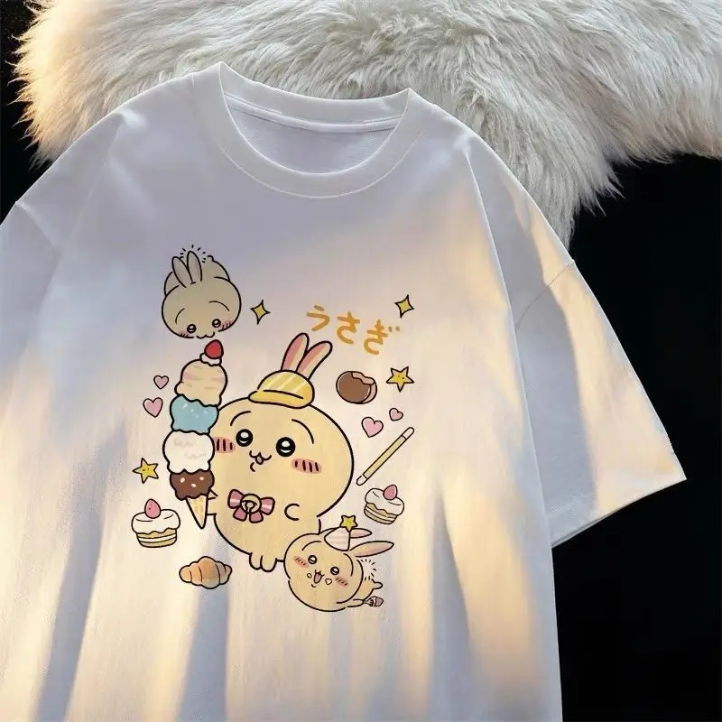 

Футболка Chiikawa Toilet Time, женская футболка с коротким рукавом, милая летняя удобная футболка в стиле Харадзюку, мужская модная повседневная футболка