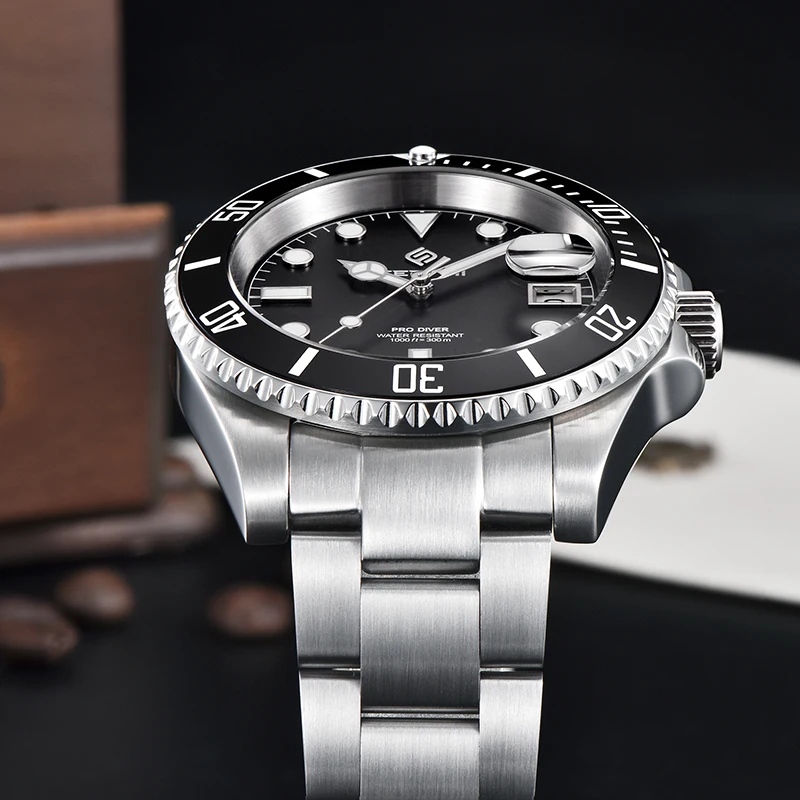 TERAMI Simple Luxury Mechanical Man Watch Retro 316L Stainless Steel Casual Waterproof Automatic Movement Men's Watches NH35+Box view 3