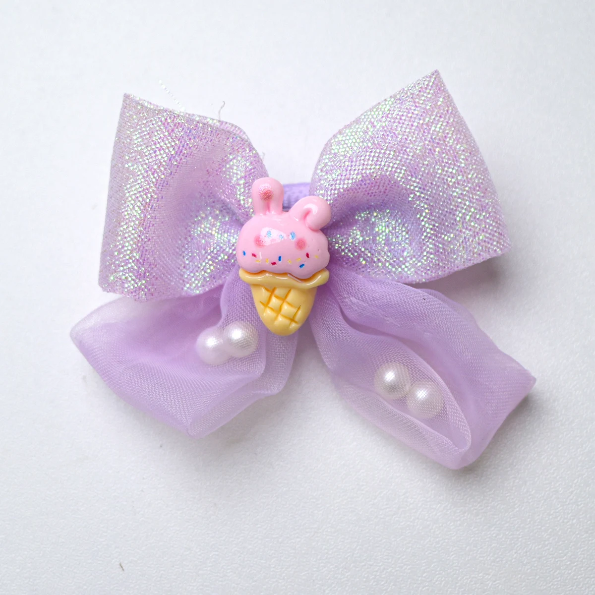 2PC Pet Supplies Cat Purple Sequin Bow Flower Hair Clip Color Randomly Suitable for Small and Medium Dogs