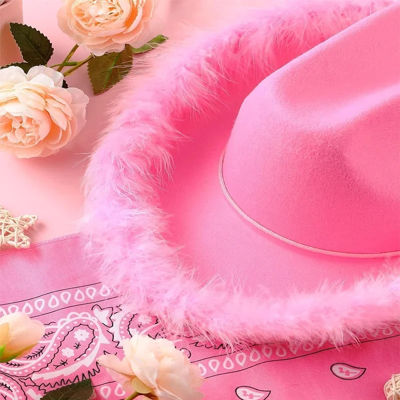 1PC Cowgirl Hat Feather Boa COSPLAY Prop for Women Girls 