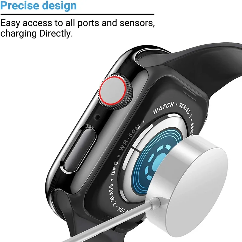 Verre + couvercle pour boîtier de montre Apple 45mm 41mm 44mm 40mm 42mm 46mm, protecteur d\'écran pour iWatch série 10 9 8 7 6 SE 5 4, accessoire