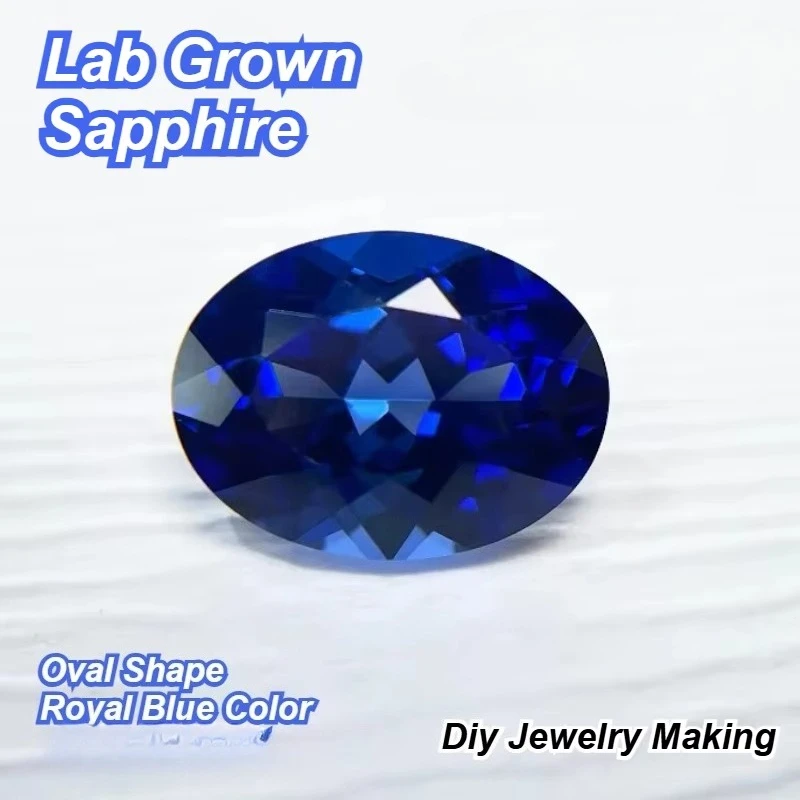 Laborgezüchteter Saphir, oval geschliffen, königsblau, Charms für die Schmuckherstellung zum Selbermachen, mit Zertifikat, laborgezüchteter Saphir-Edelstein – Detail 1