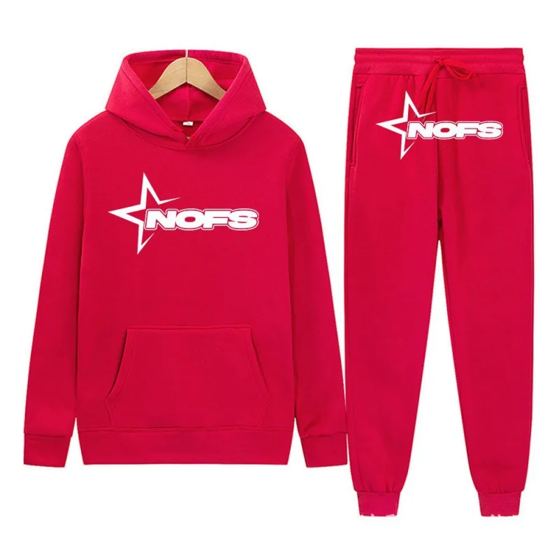 Hoodie Sweatpants Set Men Women Streetwear Casual Tracksuit Autumn Winter 2024 Unisex Cotton Fleece Outfit Daily Wear Sportswear