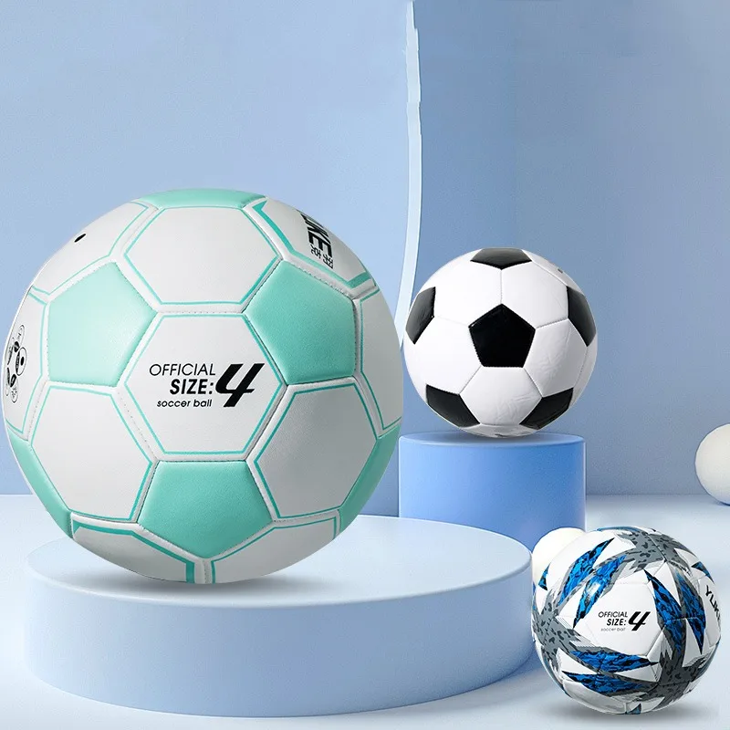 

Children Teenagers Size 4 Football PVC Machine-sewn Wear-resistant High Airtight Anti-leakage Soccer Ball Grassland Game Ball