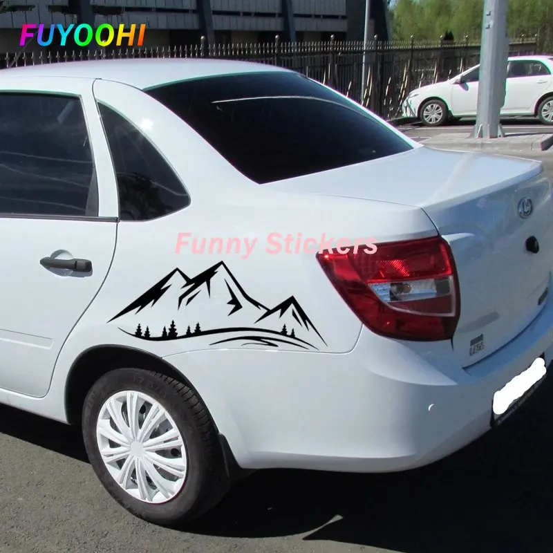 

FUYOOHI Funny Sticker Die-Cut Vinyl Decal Mountains Outline Car Sticker Waterproof Auto Decors on Bumper Rear Window Laptop