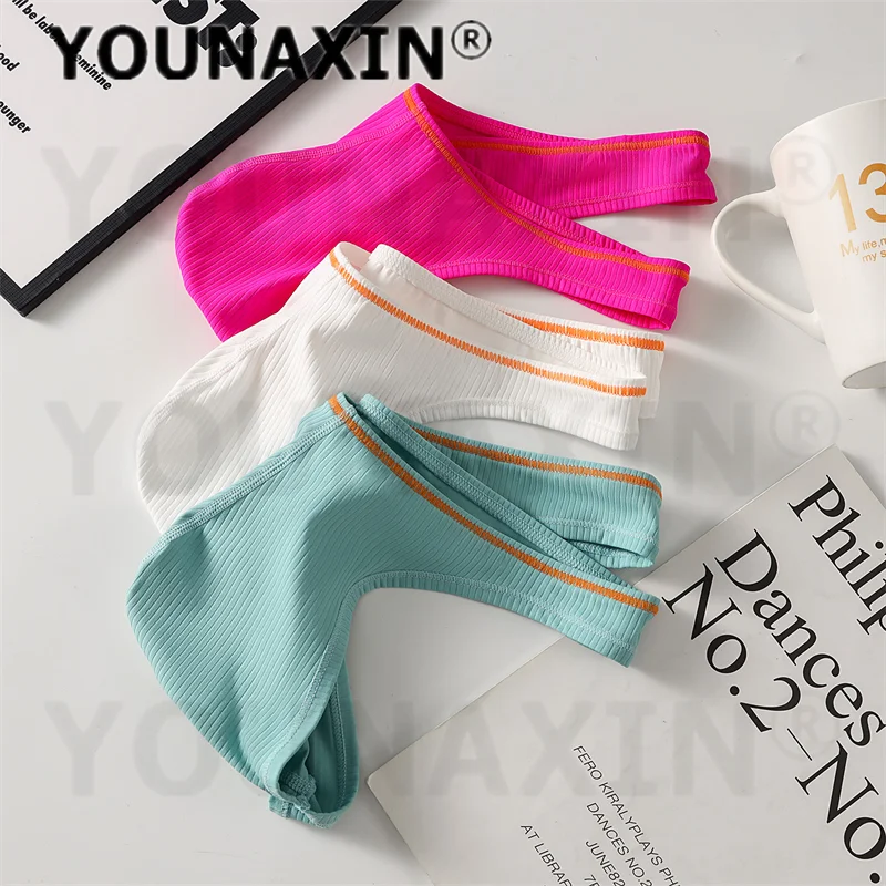 YOUNAXIN 5 Pieces Men's Sexy Low-Rise Thong Briefs Ice Silk Solid Color Breathable Comfort Underwear M L XL 2XL