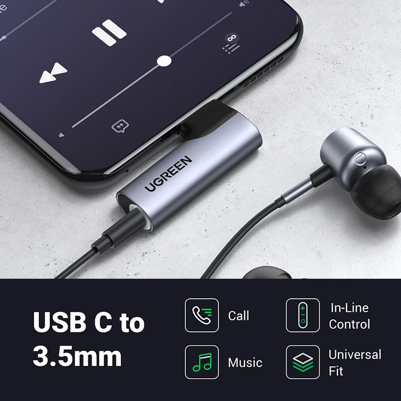 UGREEN USB C ถึง3.5มม.หูฟังสำหรับ Samsung Galaxy A52s S22 S21 iPad Pro 2022ประเภท C Aux DAC หูฟังไมโครโฟนแจ็คอะแดปเตอร์ USB