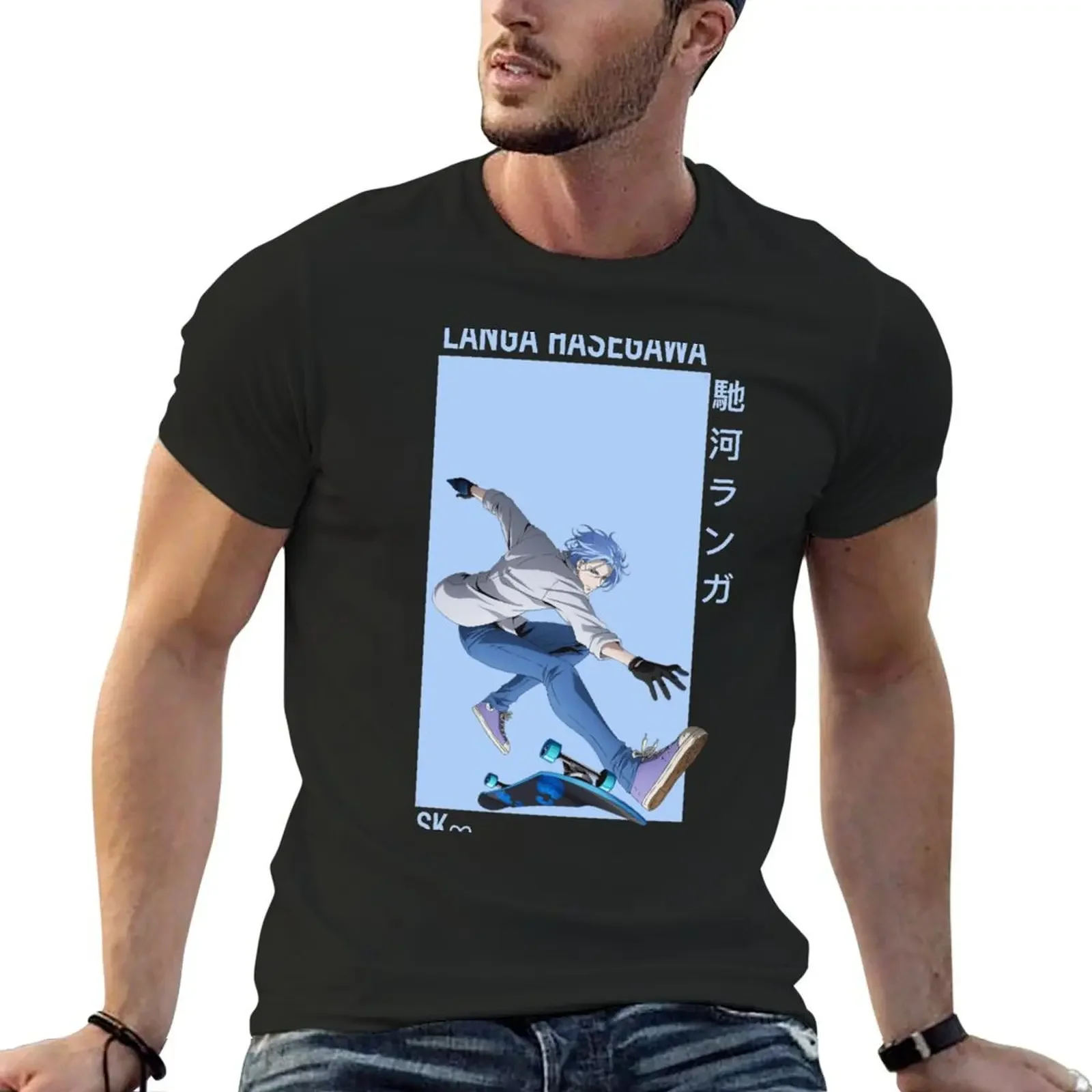 Langa Hasegawa T-Shirt blue archive custom t shirt plain fitted t shirts for men