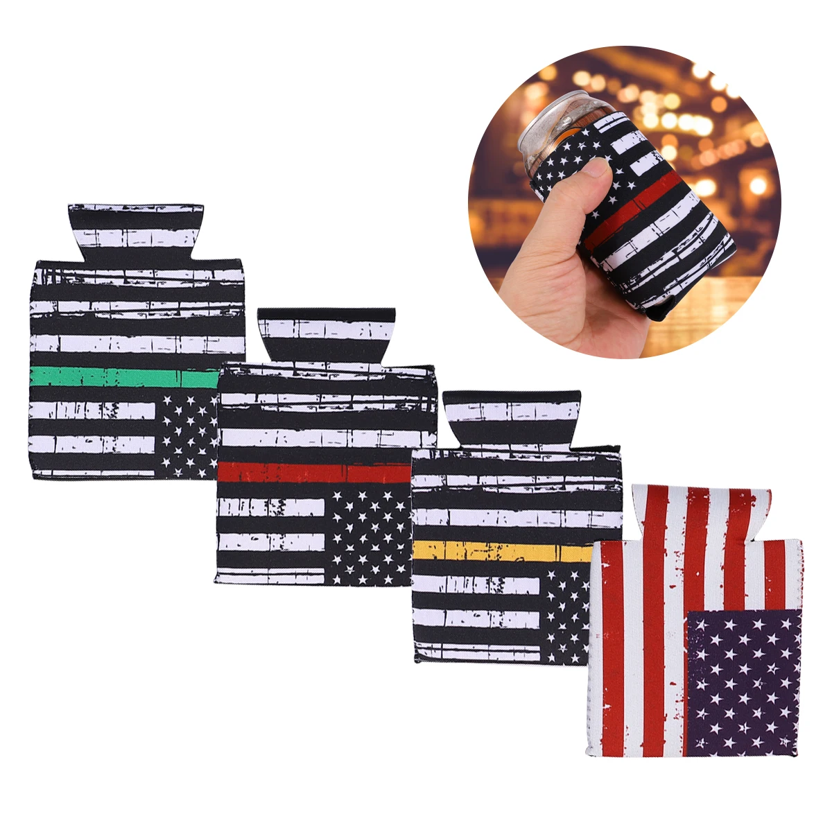 

4pcs Neoprene Can Sleeves Insulated Bottle Covers Reusable Drink Coolers Beer Can Covers For Office Car Home Use Fits Vacuum Cup