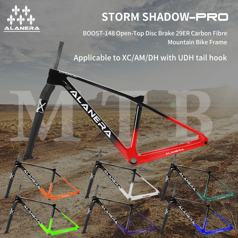 

ALANERA MTB Frame Carbon Frame BOOST 148 x12 open gear barrel extractor disc brake 29ER carbon fiber frame gloss