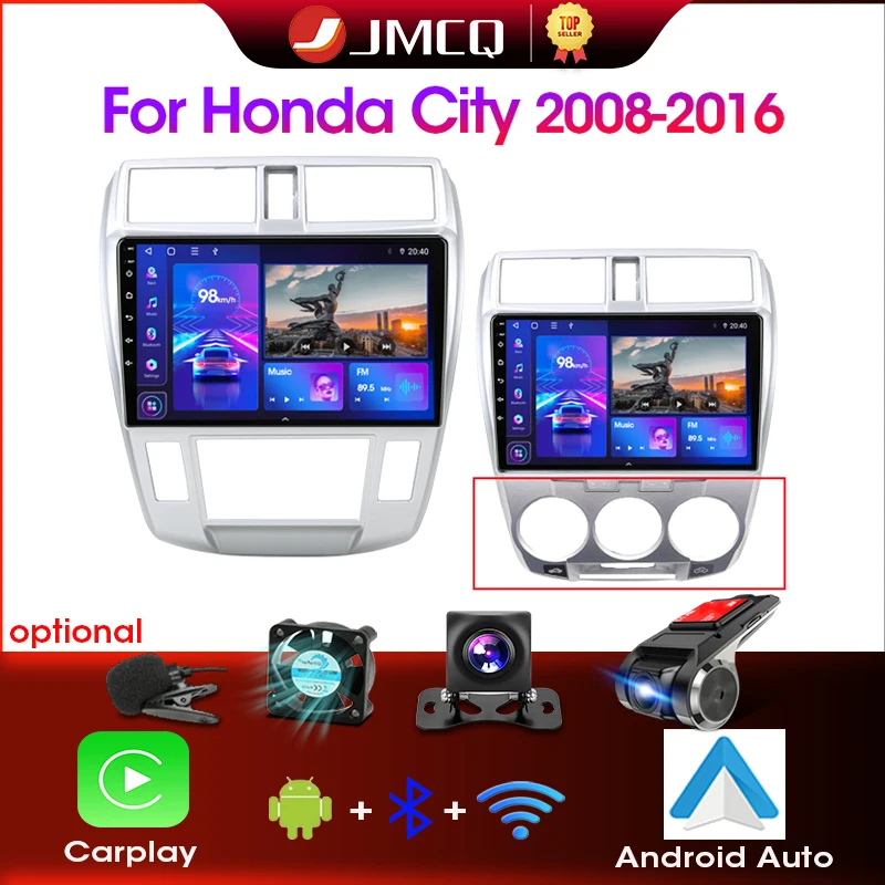 

JMCQ 2 Din Car Radio For Honda City 2008 2009 2010 2011 2012 2013 Multimedia Player Android 12 GPS Navigation Head Unit Carplay