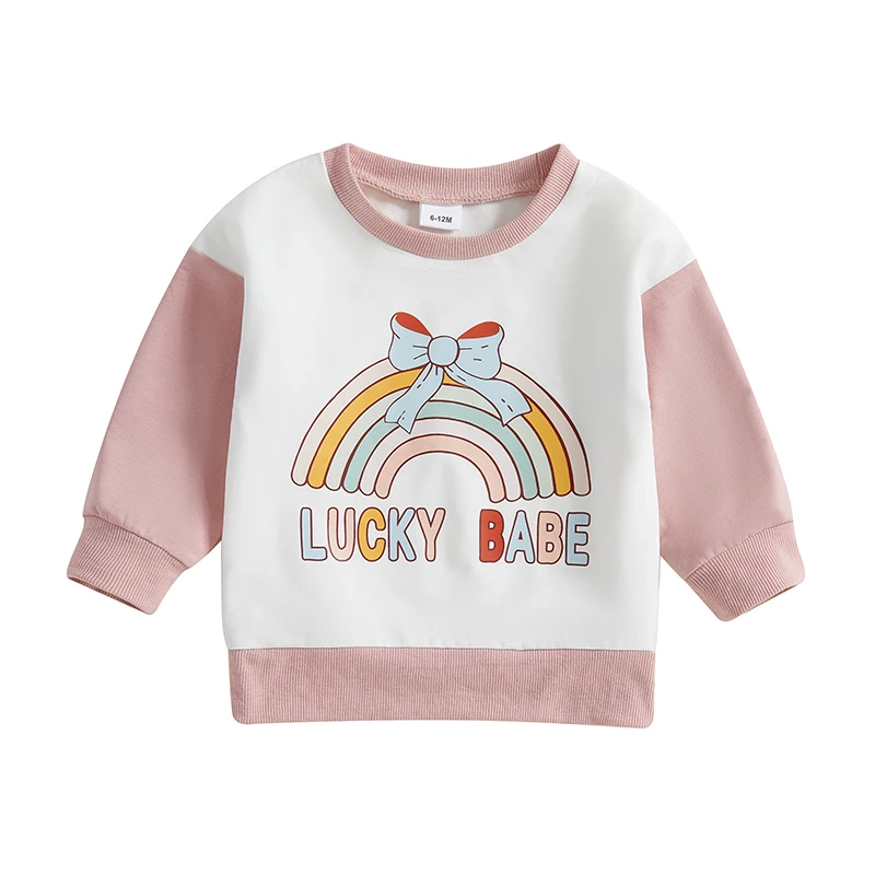 

Kids Girls Sweatshirt Long Sleeve Crew Neck Rainbow Letters Print Pullover Hoodie Clothes