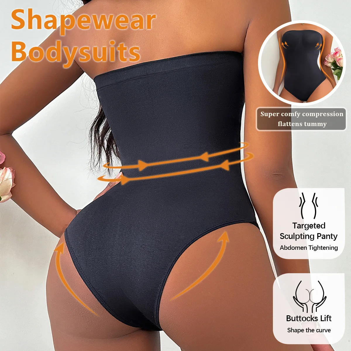 Women's Strapless Backless Thong Bodysuit Shapewear Push Up Bust Butt Lifter Compression Tummy Control Waist Shaper For Dress image 2