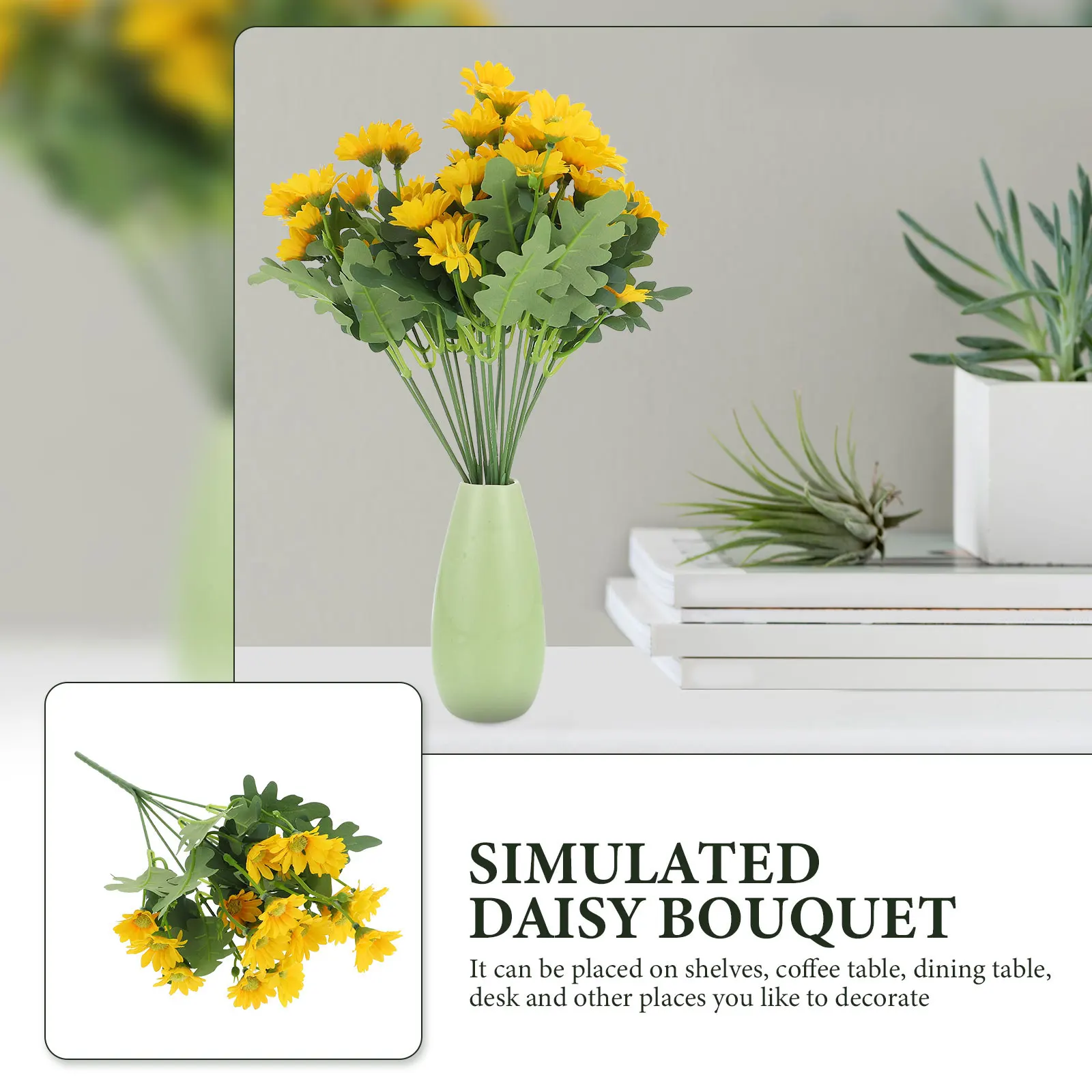 

3 Pcs Artificial Daisy Bouquet 21 Home Office Decor Faux Flowers Lifelike Simulation Daisy Bouquet Simulation Indoor