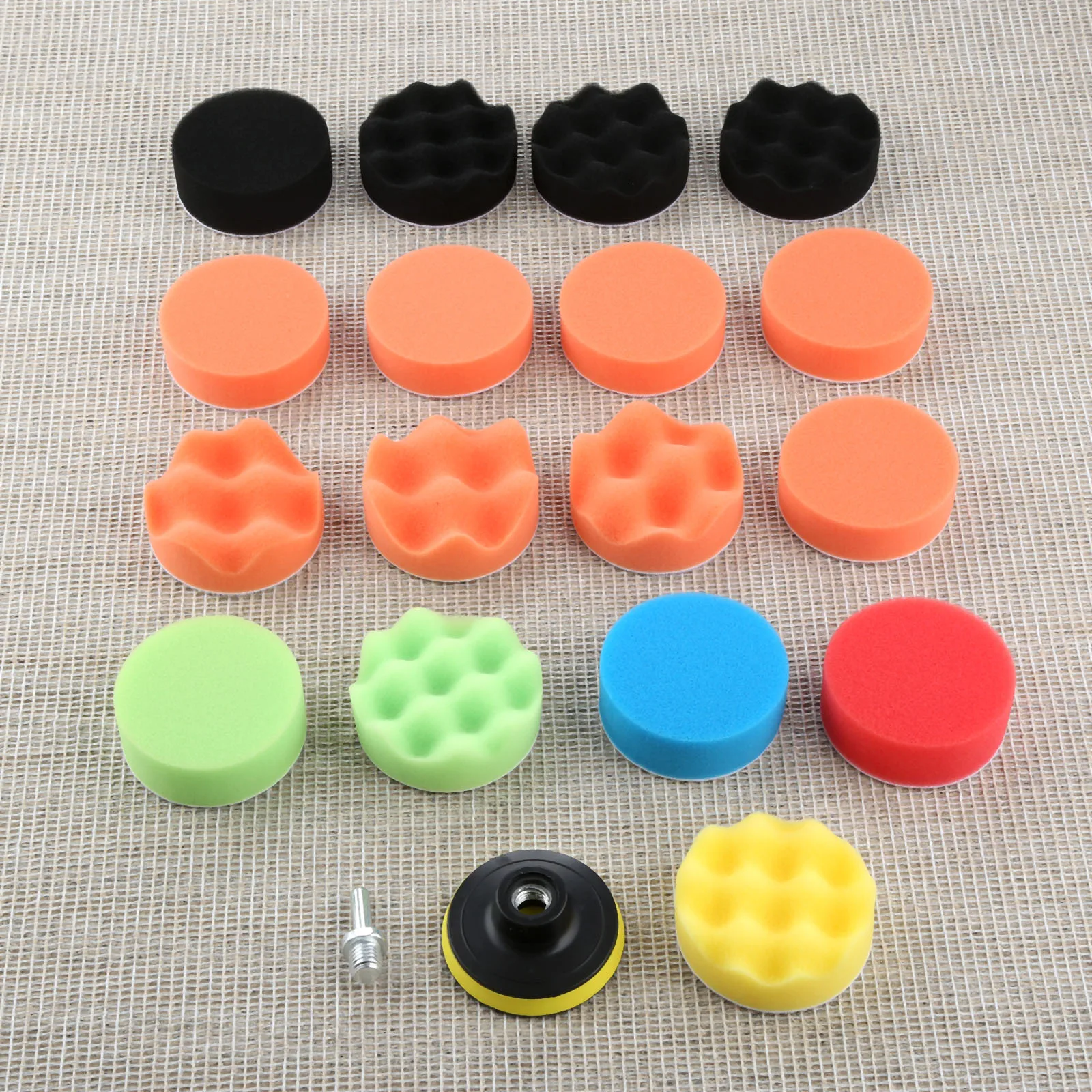 19PCS 3 Inch 80mm Sponge Buffing Polishing Pad For Car Polisher Waxing Polishing Wheel with M14 Drill Adapter Tool Kit DRELD