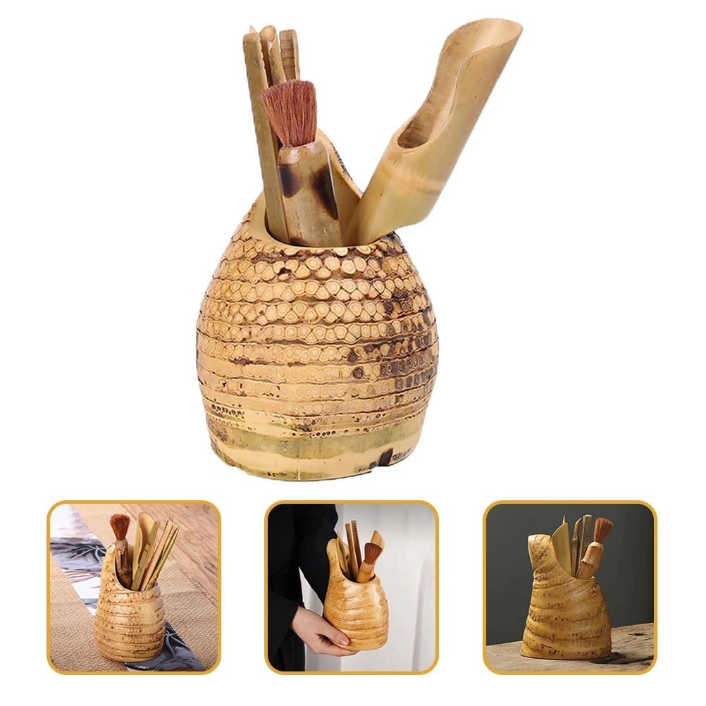 Bamboo Tea Set H made Clip Pot Tools Scoop Wear Resistance Practical Long Use Portable Easy Clean Ceremony Accessories