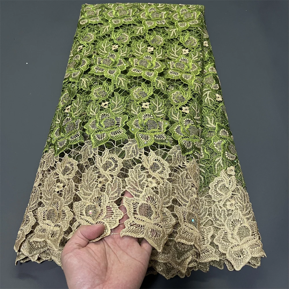 

2026High Quality African Nigerian Latest Tulle Lace Fabric With Embroidery Sewing Guipure Prom Dresses Sequins 5Yards hz1417