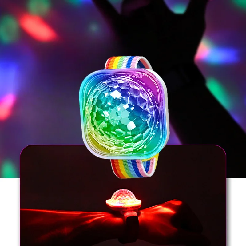 RGB มินิควบคุมเสียงดิสโก้เวที Strobe ไฟสวมใส่ข้อมือ Ambient โคมไฟแบบพกพาไฟเวทีสําหรับดิสโก้ KTV Home Party Bar