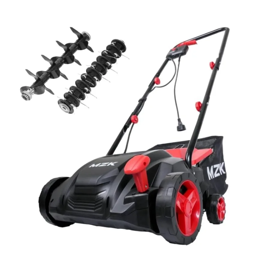 

13-inch 2-in-1 Electric Dethatcher and Scarifier w/Removeable 4-Position Height AdjustmentLawn dethatcher w/8-Gallon Thatch Col