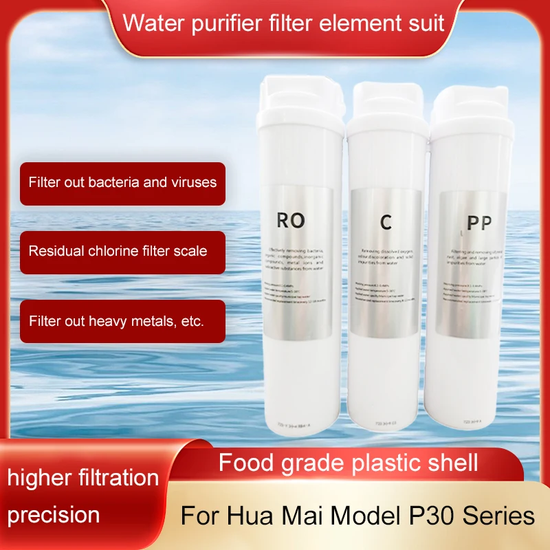 P30 filter cartridge set for household tap water filtration system, 3-level filter cartridge PP+C+RO card type
