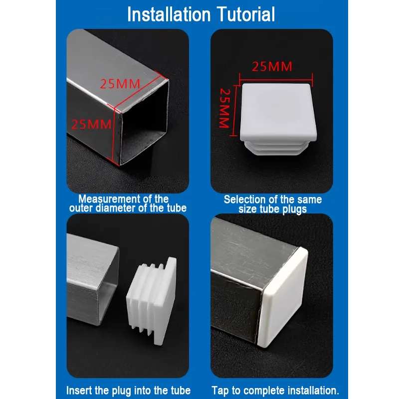 Square/Rectangle Plastic End Inserts Caps Table Chair Leg Plug Furniture Feet Anti-Slip Table Chair Foot Cover Home Decor image 2