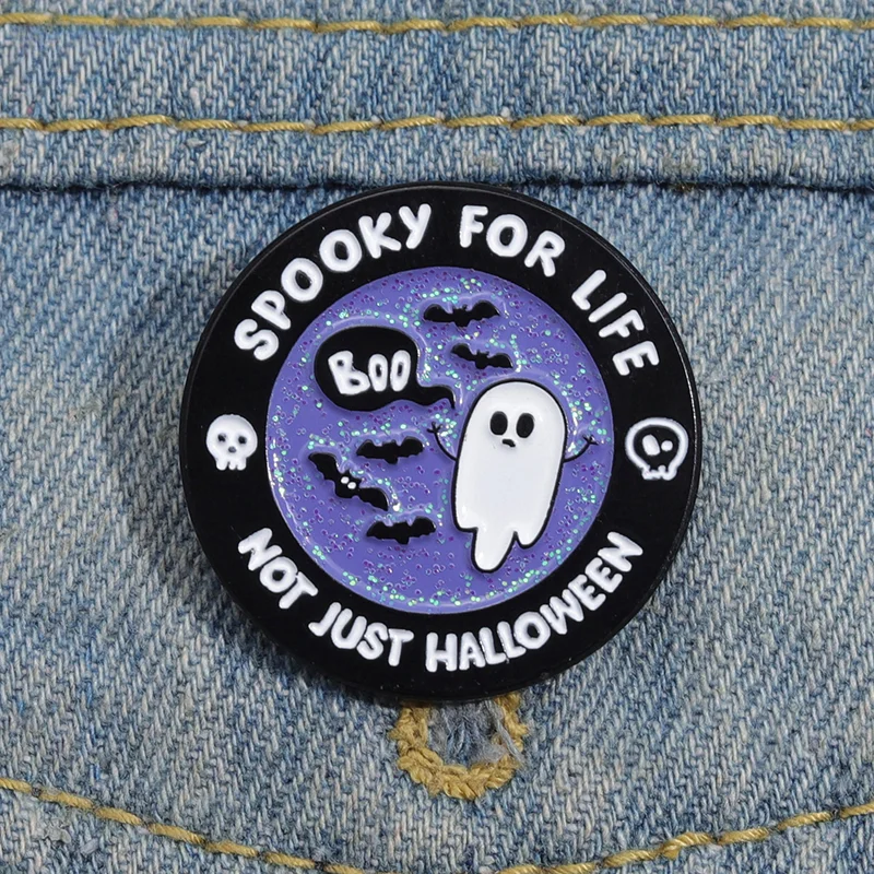 Boo ！Cute Ghost Enamel Pins Custom Spooky for Life Not Just Halloween Brooches Lapel Badges Gothic Jewelry Gift Wholesale