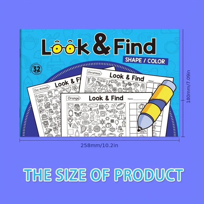 32 Pages Concentration Fine Motor Skills Look & Find Game Drawing Toy Book Coloring Book Activity Training Practice Book