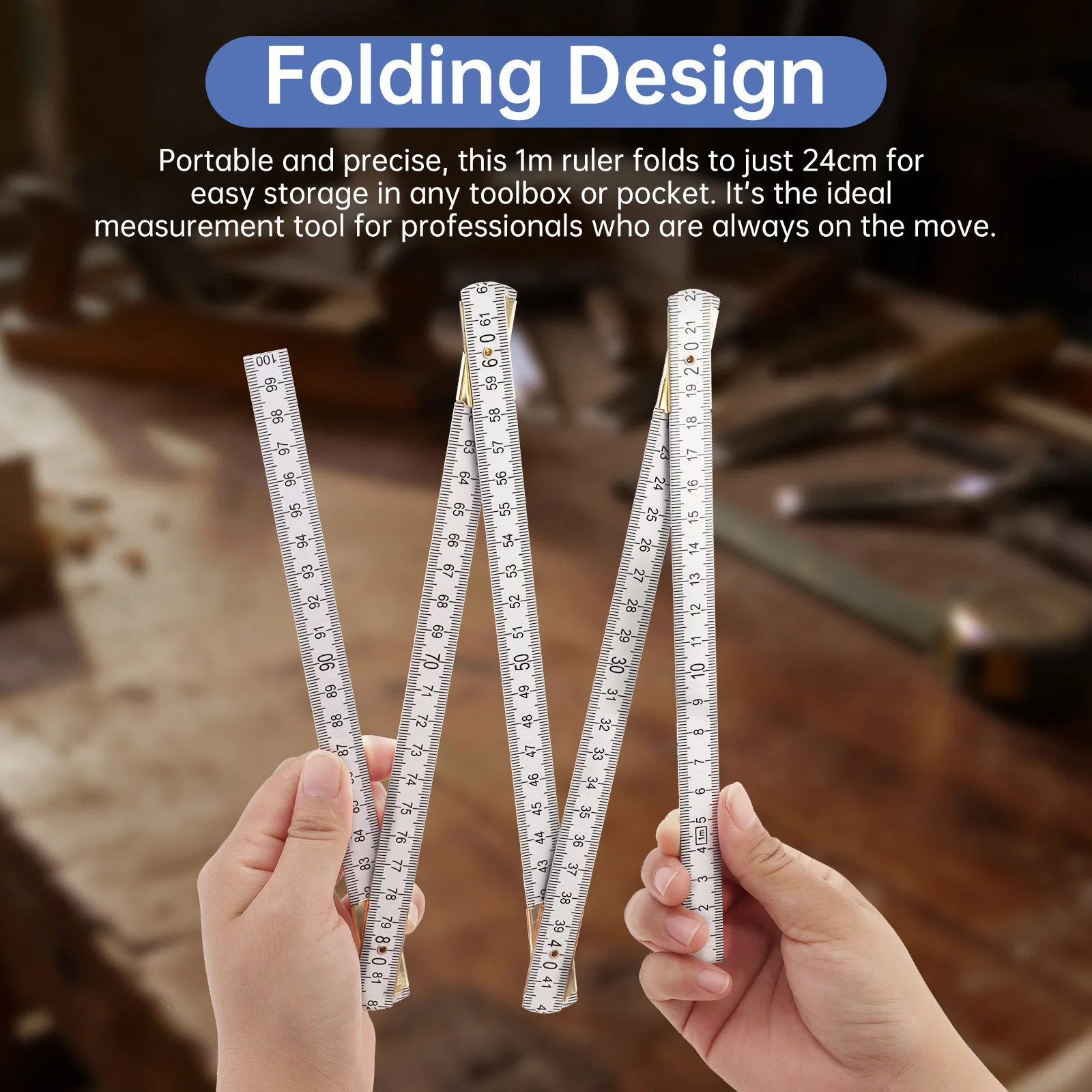 Heavy Duty Carpenter Folding Ruler Dual Metric Scale Multi Purpose Aluminum Angle Ruler Measuring Tool for Woodworking Drawing